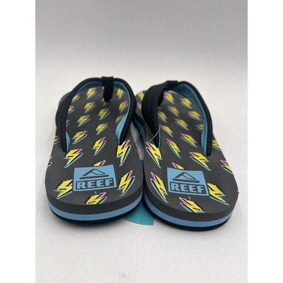 NEW Reef AHI BOLT UP Unisex Kids' Flip Flop Blue Multi US Size 13 No Box - Picture 7 of 9